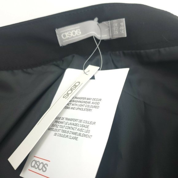 Asos Womens Black Comfort Side Zip Scalloped Hem Short A Line Skirt Size 14 - Picture 5 of 11